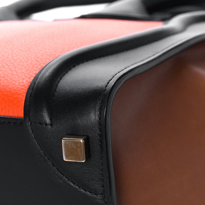 Celine Drummed Calfskin Micro Tri-Color Luggage Bright Orange 12 of 15