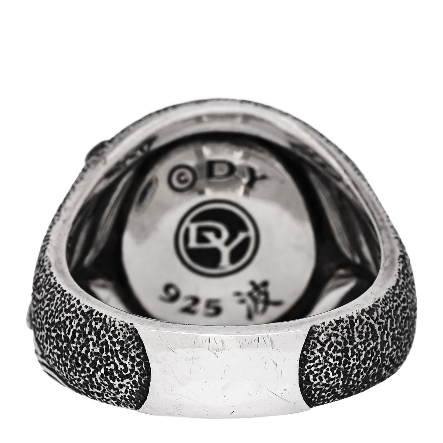 David Yurman Sterling Silver Black Diamond Waves Skull Ring 70 13 4 of 5