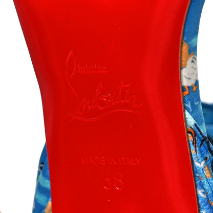 Christian Louboutin Crepe Satin Greekaba Du Desert 100 Sandal 38 Blue Multicolor 7 of 7