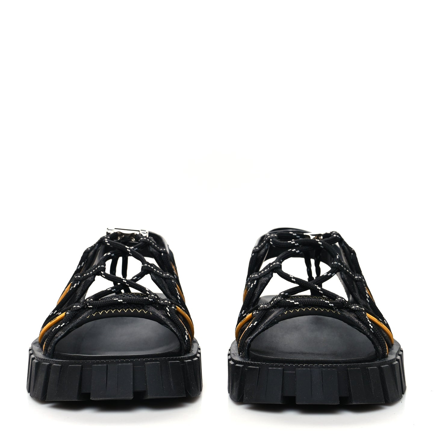 Technical Fabric Jacquard Mesh FF Mens Fendi Force Slingback Sandals 6 Black Grigio