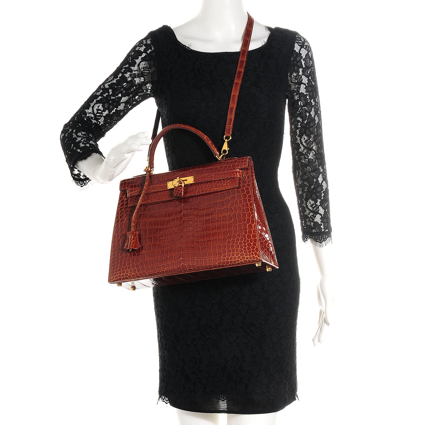 Shiny Porosus Crocodile Kelly Sellier 32 Miel