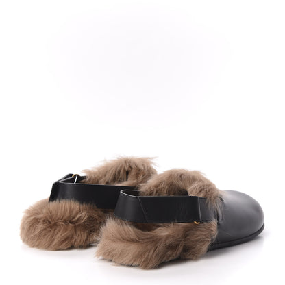 Gucci Calfskin Fur Mens Horsebit River Slingback Slippers 8 Black 4 of 8