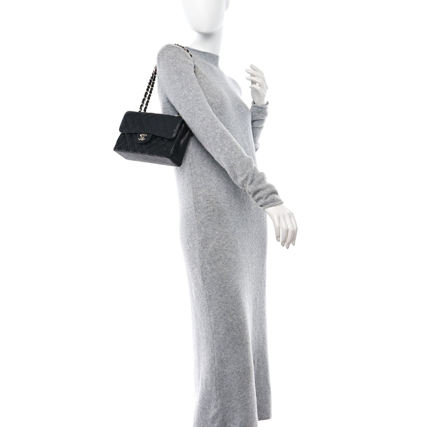 Caviar Quilted Small Double Flap Black