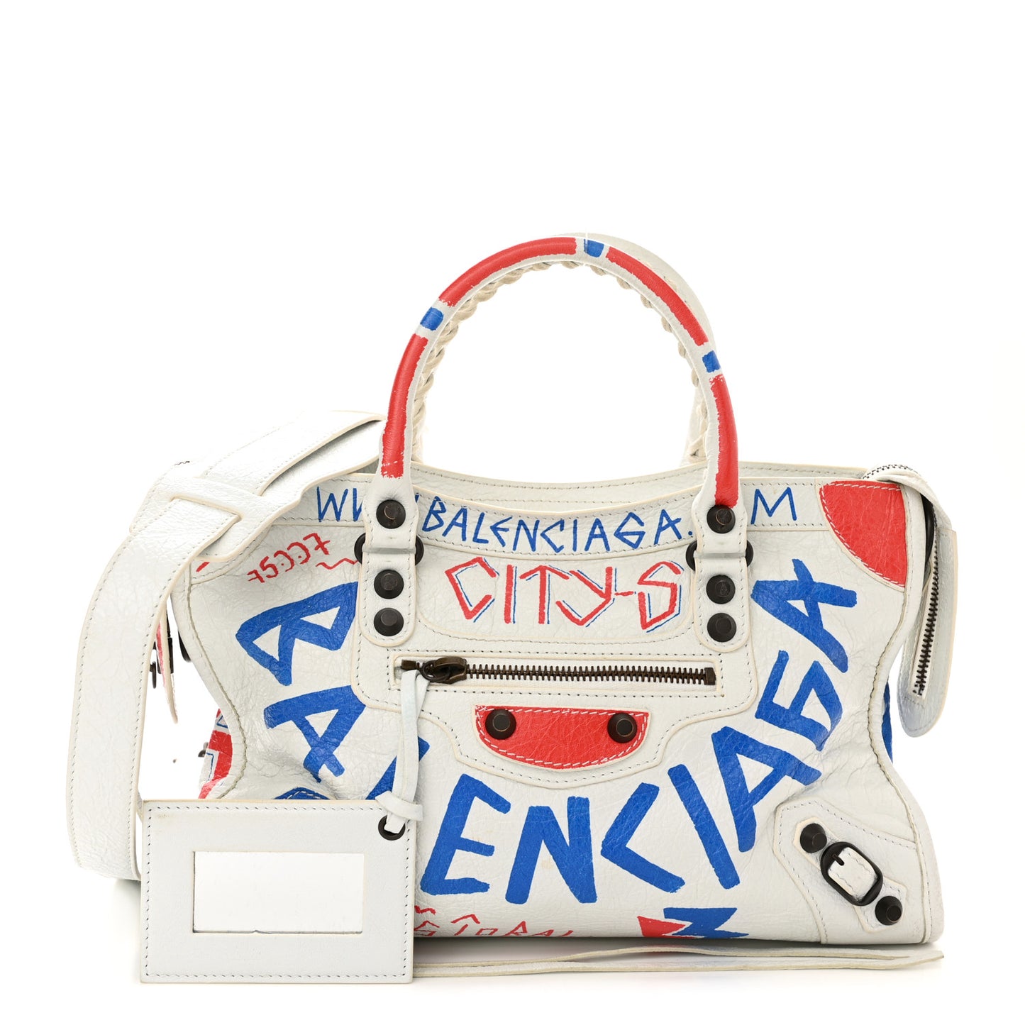 Agneau Graffiti All Over Classic Hardware S City White Bleu Rouge