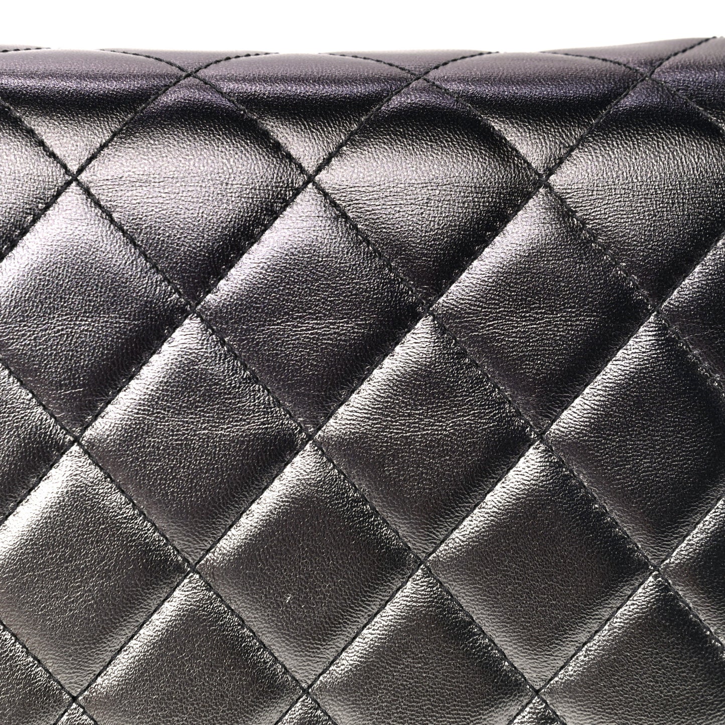 Metallic Lambskin Like A Wallet Flap Silvery Black