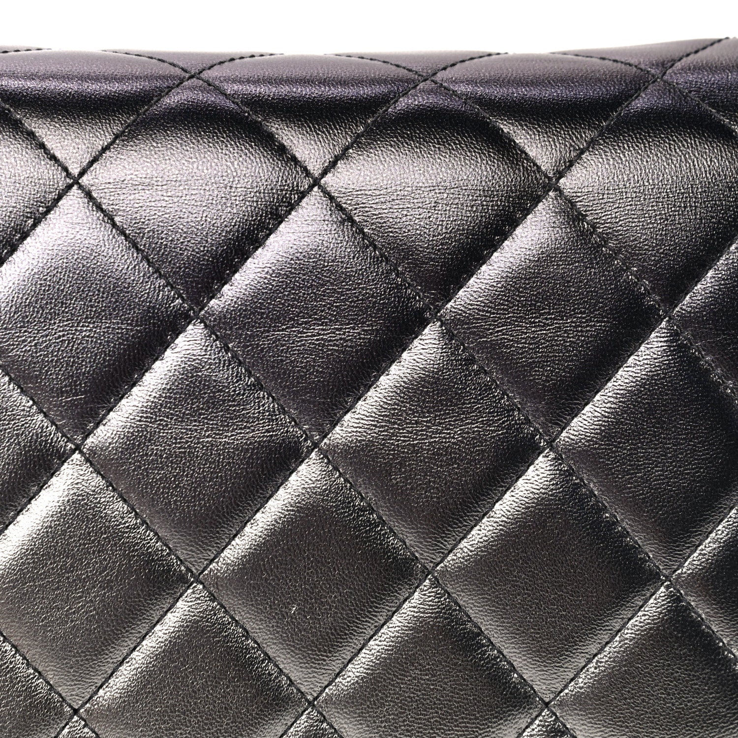 Chanel Metallic Lambskin Like A Wallet Flap Silvery Black 16 of 17