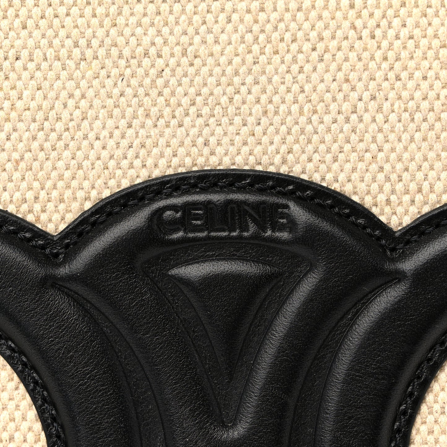 Canvas Calfskin Triomphe Small Bucket Bag Vanilla Black