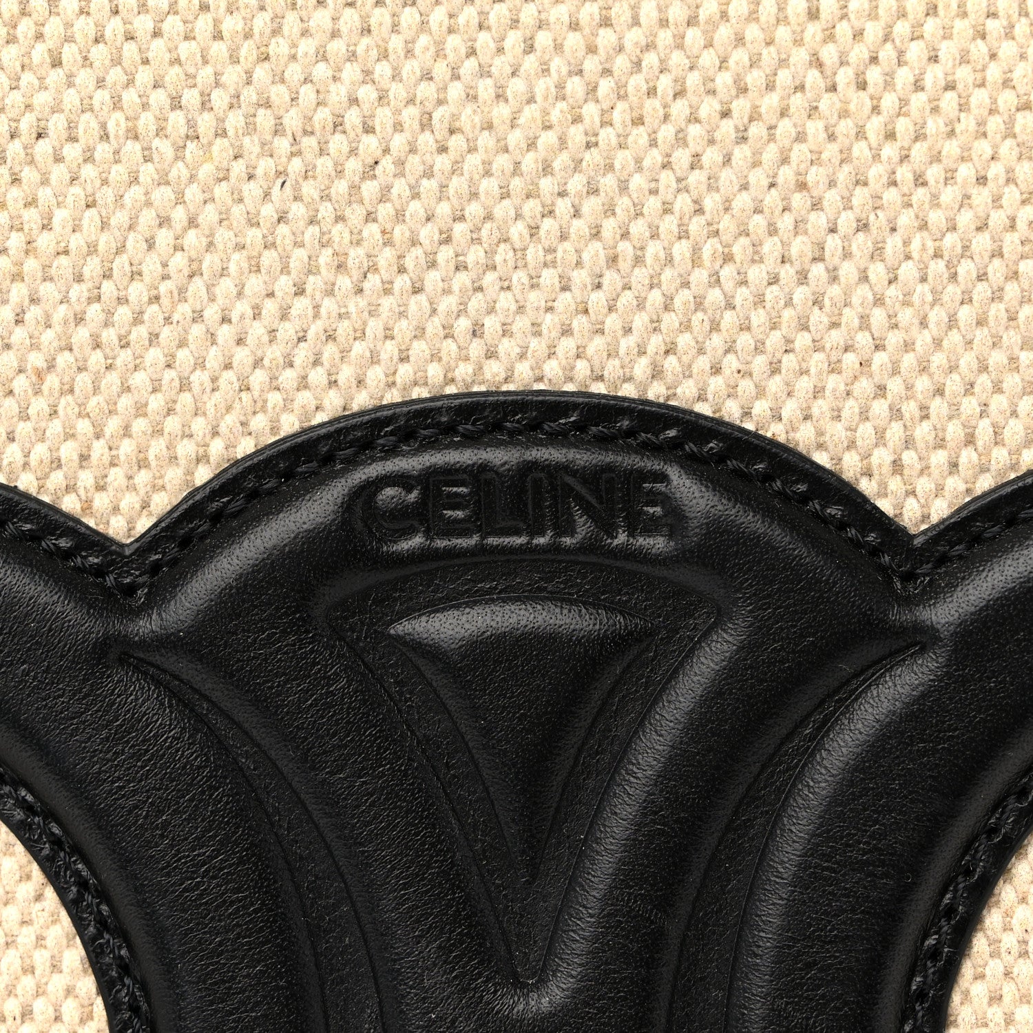 Celine Canvas Calfskin Triomphe Small Bucket Bag Vanilla Black 6 of 10