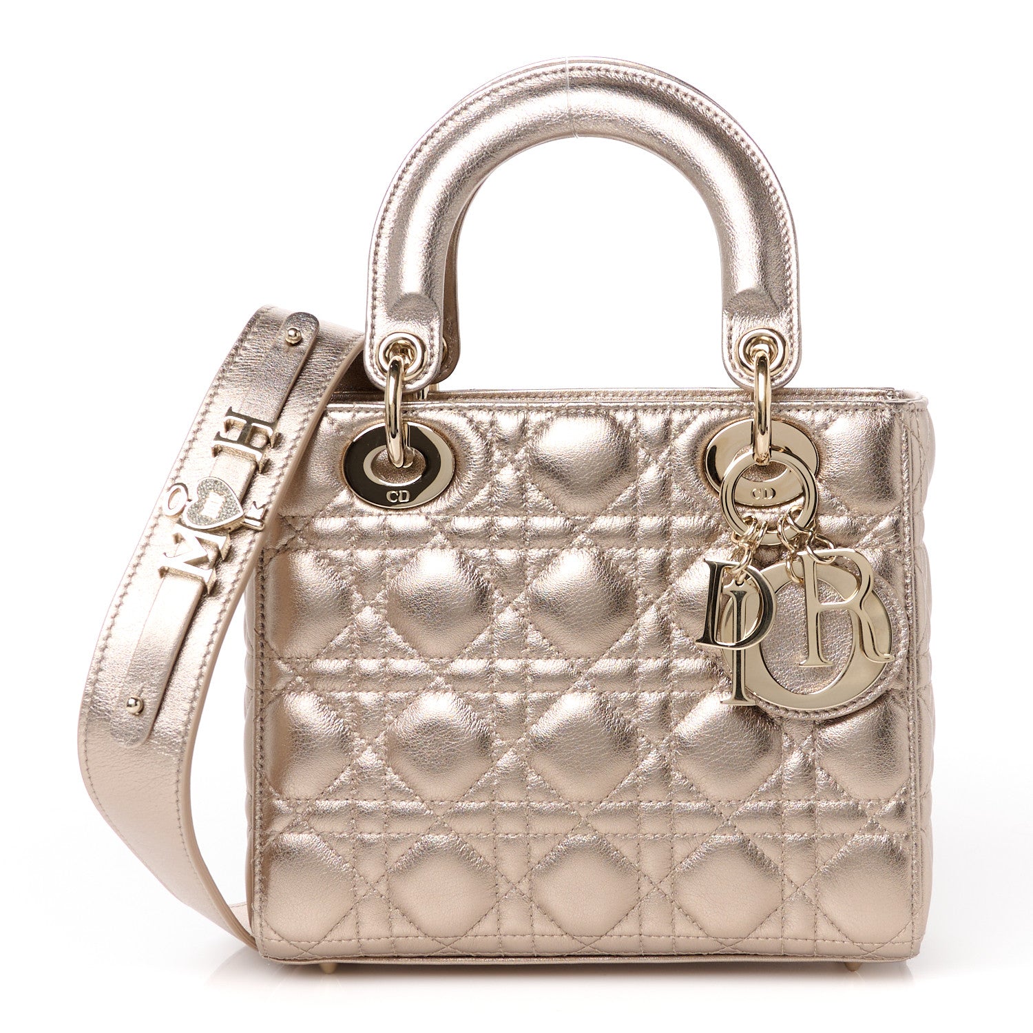 Christian Dior Metallic Lambskin Cannage Small My ABCDior Lady Dior Gold 1 of 10