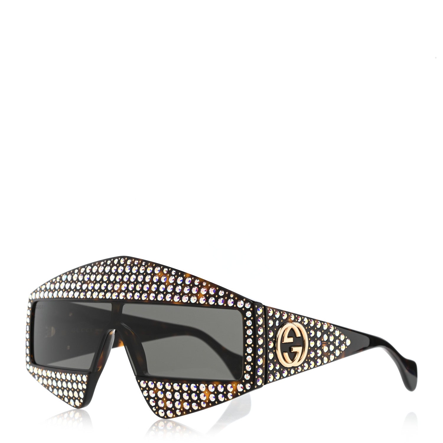 Gucci Crystal Rectangular Frame Sunglasses GG0357S Tortoiseshell 1 of 10