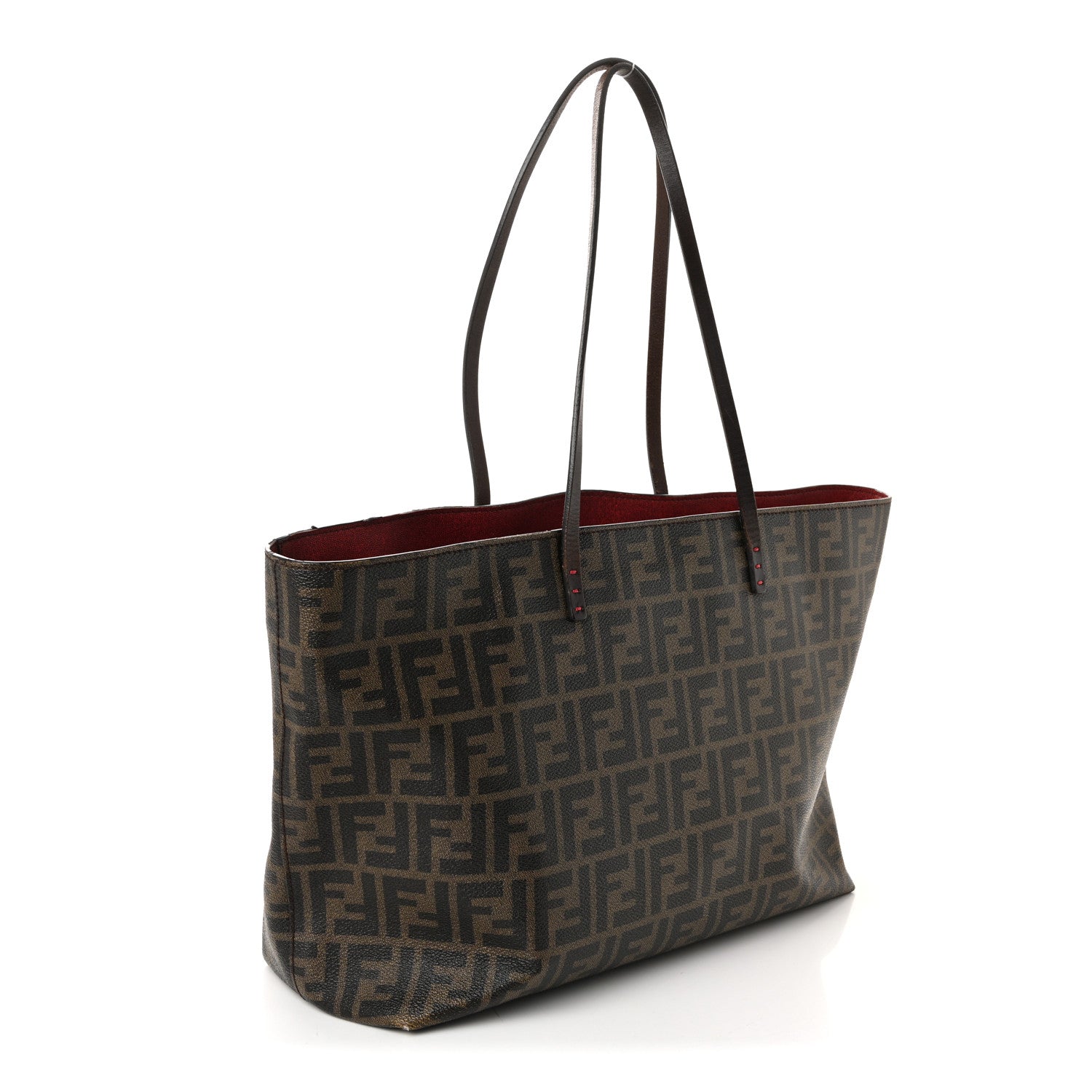Fendi Zucca Spalmati Medium Roll Tote Tobacco Rosso 3 of 9