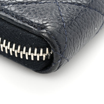 Chanel Caviar Quilted Large Gusset Zip Around Wallet Navy 19 of 22