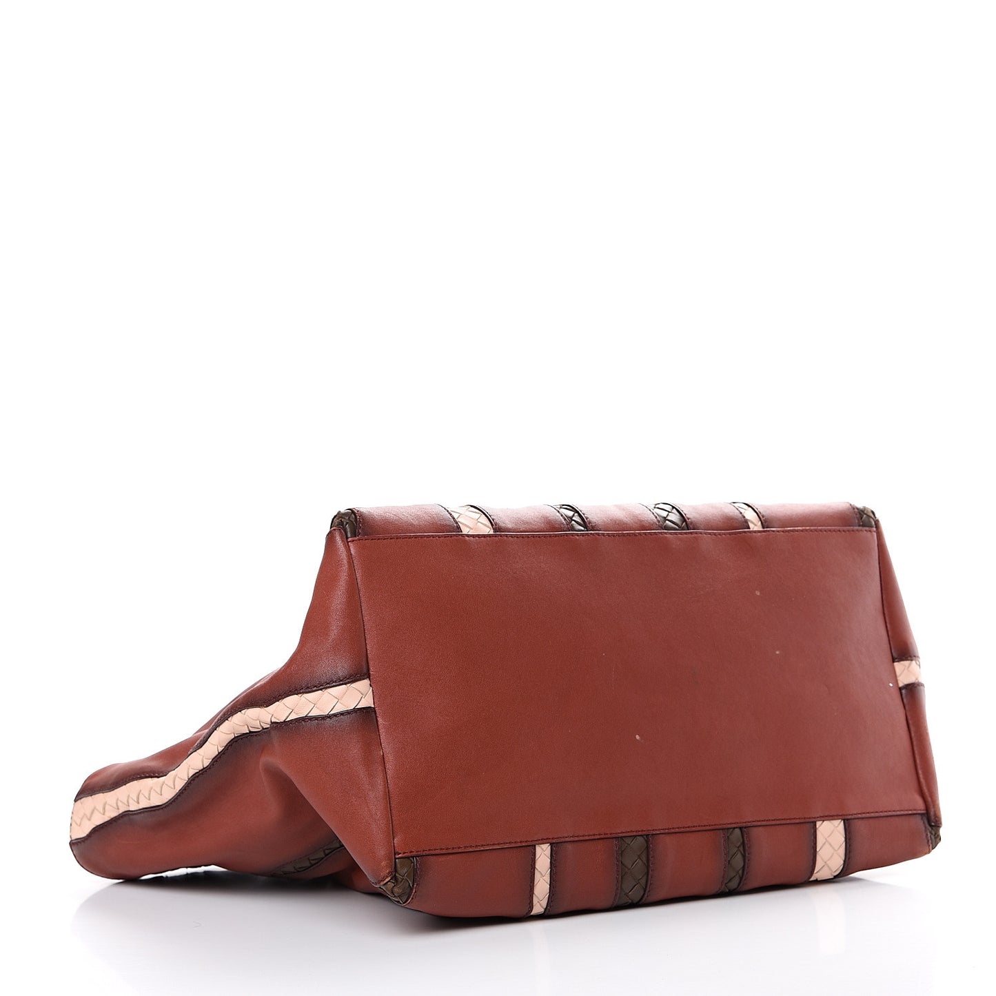 Calfskin Nappa Intrecciato Tote Brique Flamingo Truffle