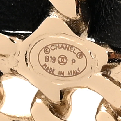 Chanel Metal Lambskin Chain Logo Hair Clip Gold Black 3 of 4