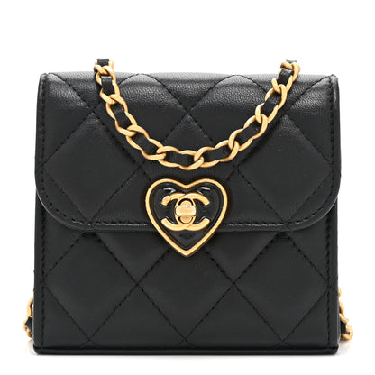 Chanel Lambskin Plexiglass Quilted Coco Love Clutch With Chain Black 1 of 11