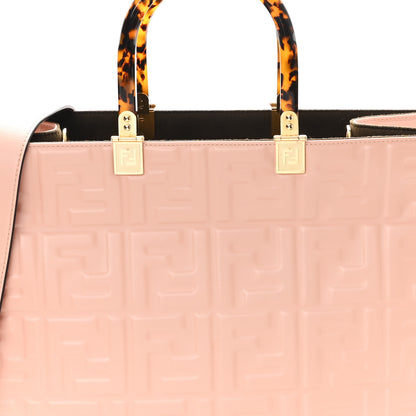Fendi Vitello Plexiglass FF Embossed Medium Fendi Sunshine Shopper Tote Baby Pink 7 of 10
