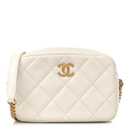 Chanel Shiny Caviar Quilted Chain Melody Camera Bag White 1 of 10