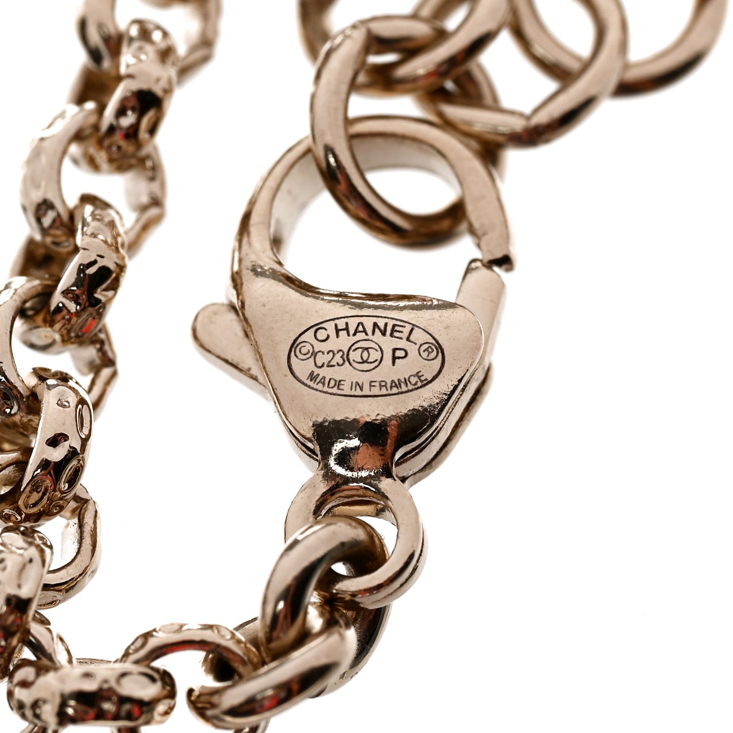 Resin Crystal Pearl Chain Heart CC Bracelet Pink White Gold