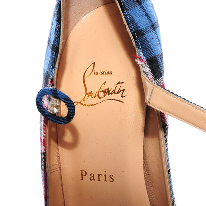 Christian Louboutin Fabric Tartan Print Lady Daf 160 Pumps 38.5 7 of 7