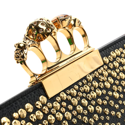 Alexander McQueen Calfskin Studded Knuckle Flat Clutch Black Gold 7 of 8