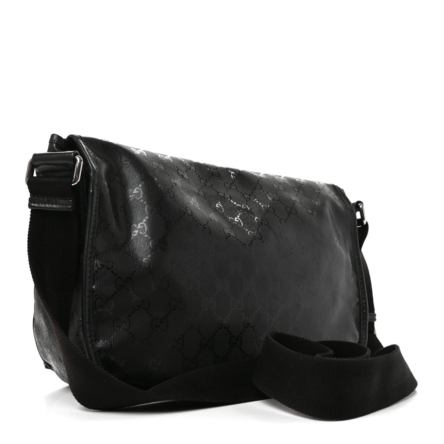 Imprime Monogram Medium Double Buckle Flap Messenger Bag Black