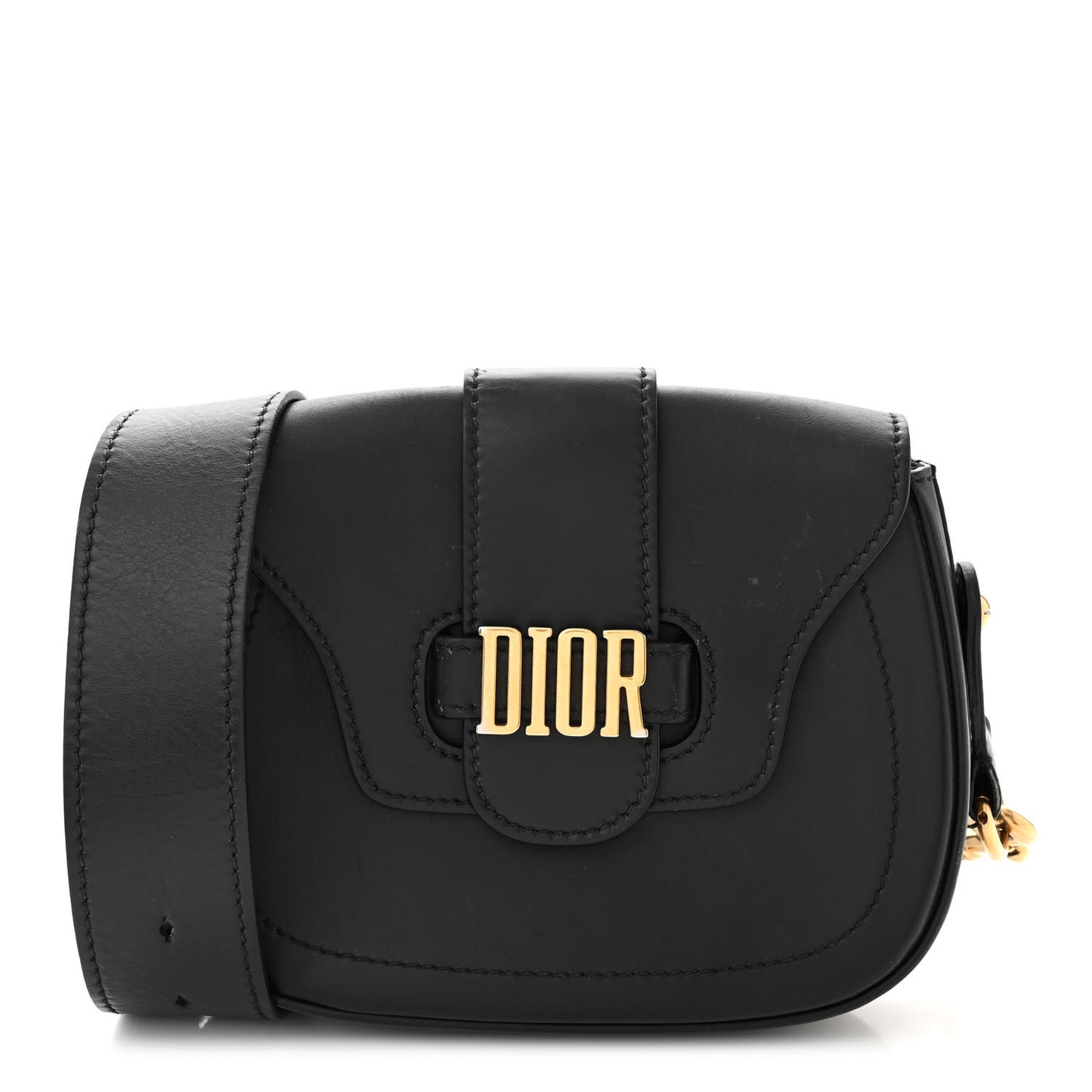 Calfskin D Fence Saddle Bag Black