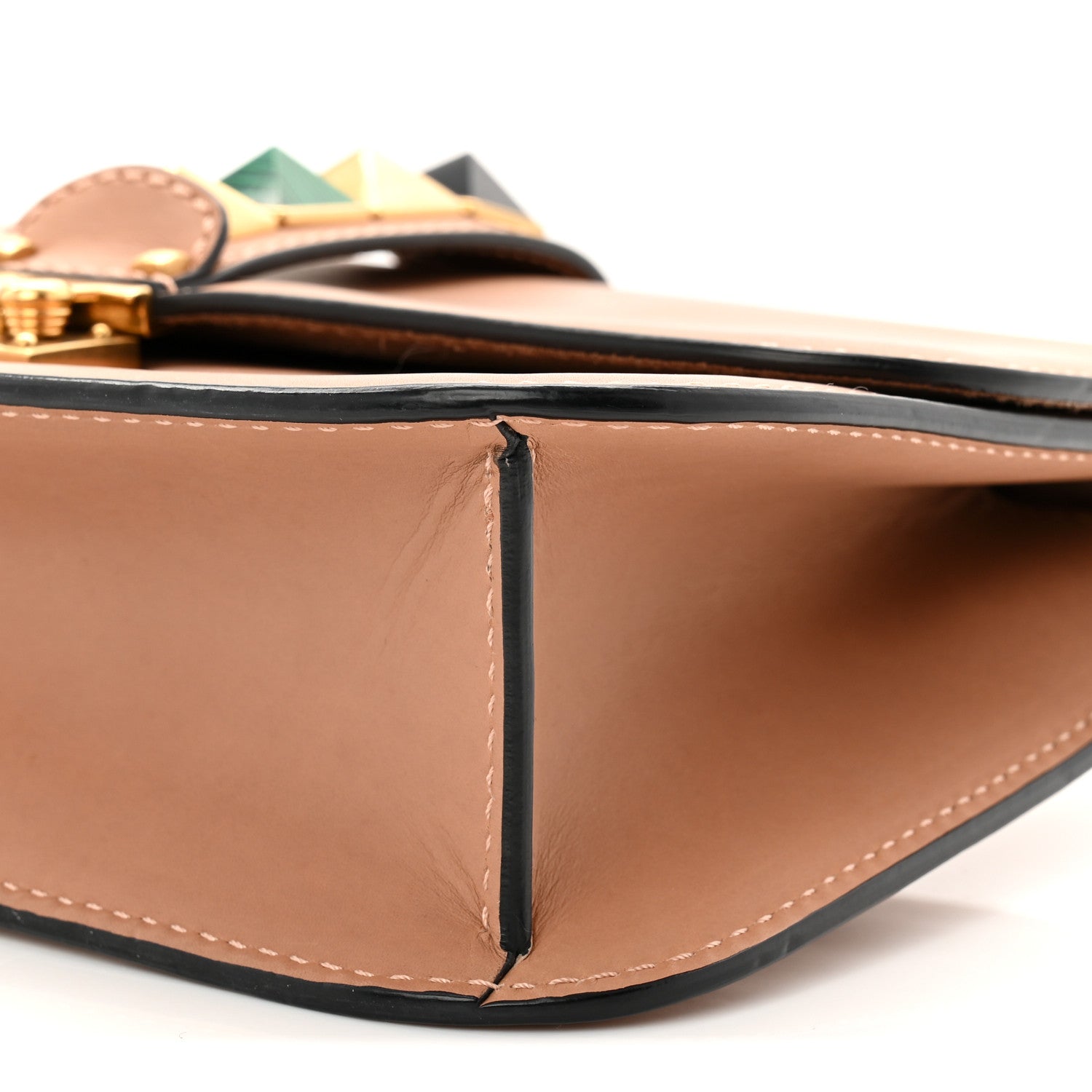 Valentino Garavani Vitello Medium Glam Lock Rockstud Rolling Flap Poudre 9 of 9