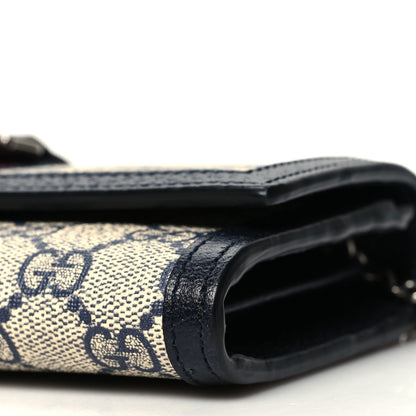 Gucci GG Supreme Monogram Textured Dollar Calfskin Web Jackie 1961 Chain Wallet Beige Blue 9 of 9