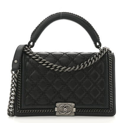Chanel Calfskin Quilted Medium Top Handle Boy Flap Black 1 of 10
