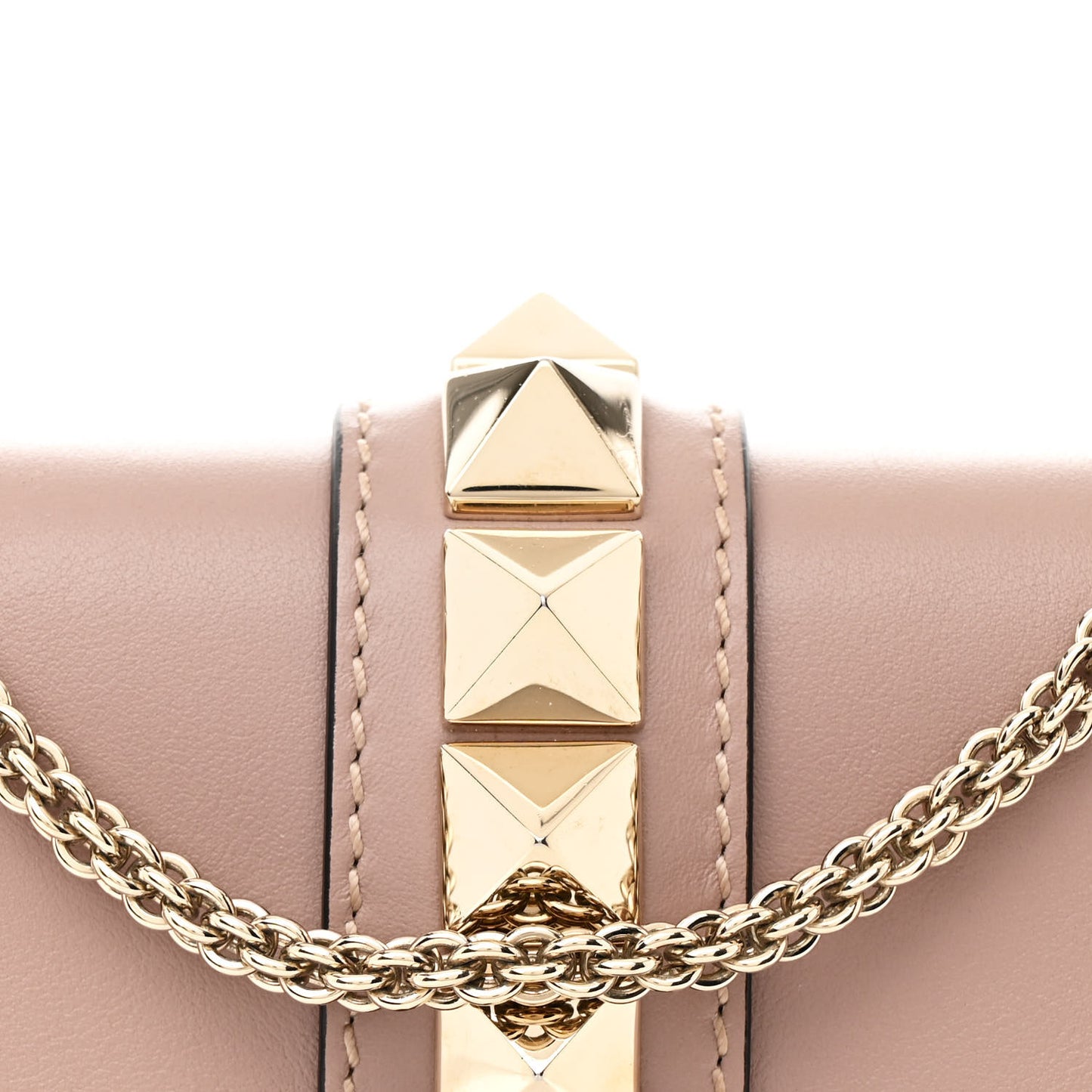Vitello Small Glam Lock Rockstud Flap Poudre