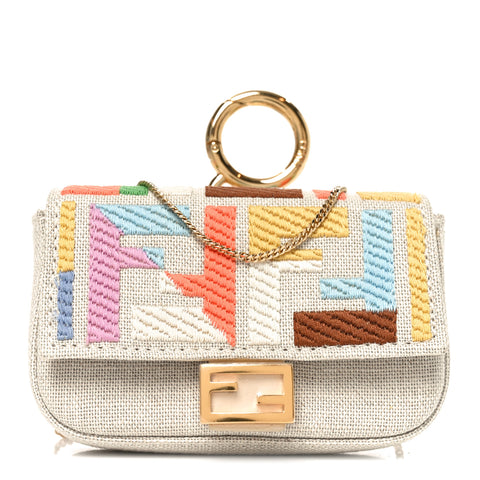 Kuban Canvas FF Embroidered Nano Baguette Charm Grezzo Multicolor