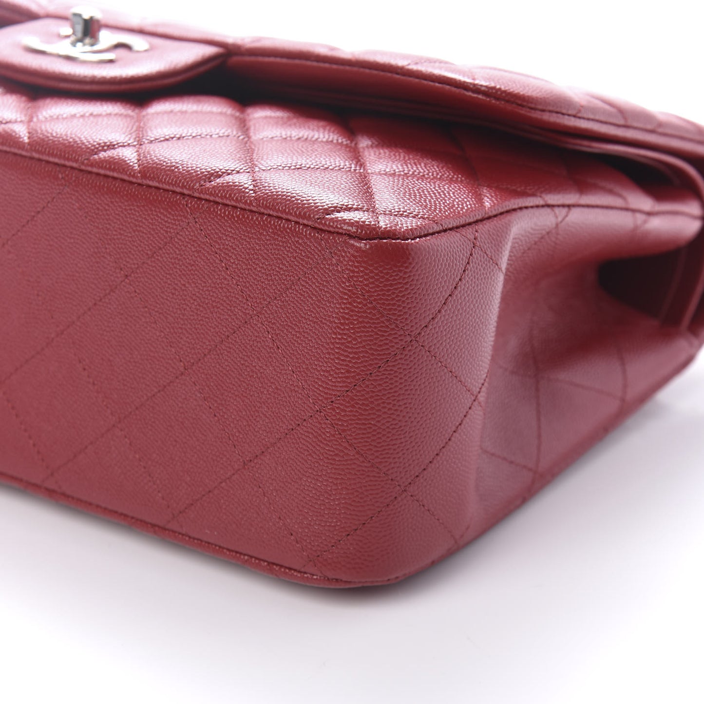 Caviar Quilted Jumbo Double Flap Red