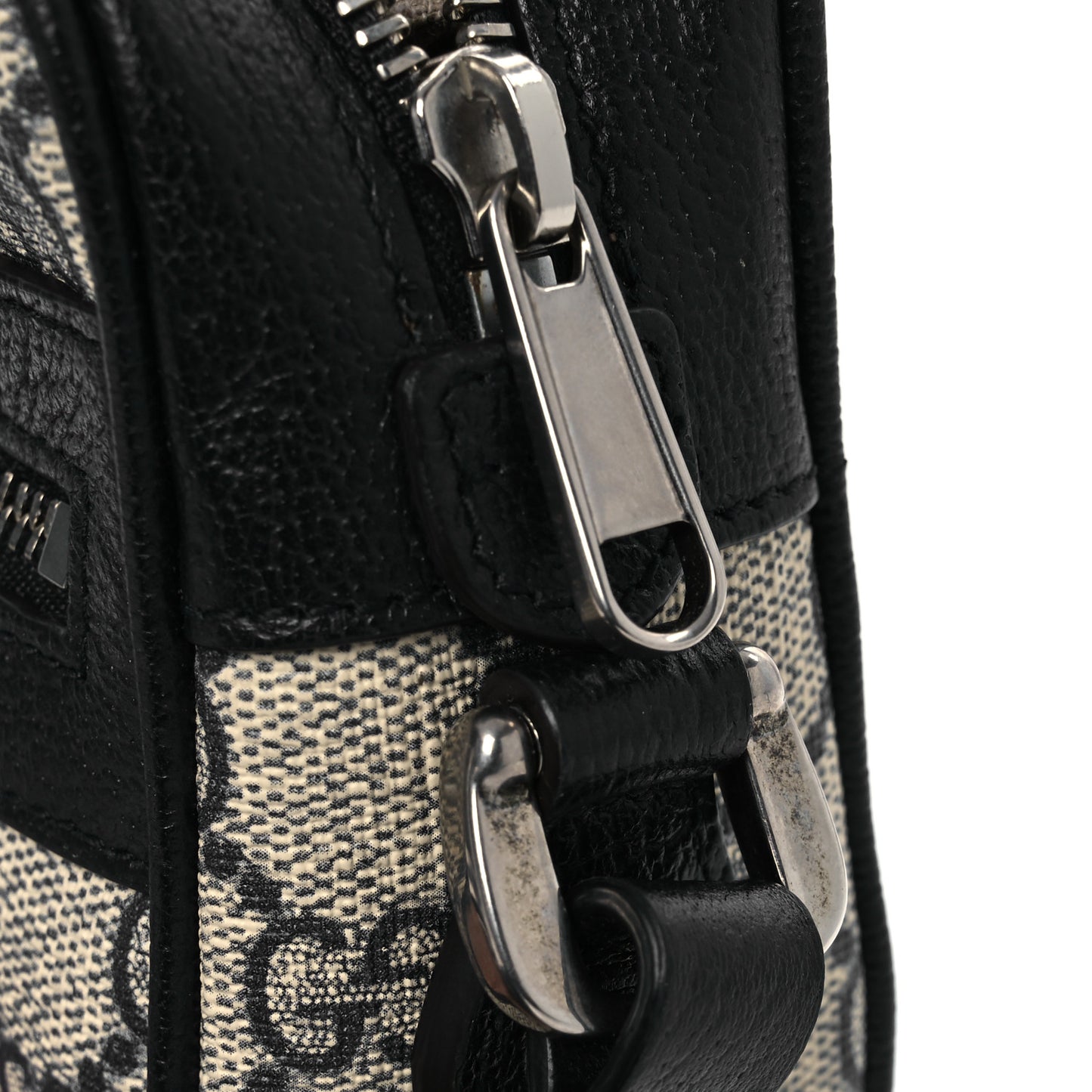 GG Supreme Monogram Textured Dollar Calfskin Web Mini Ophidia Shoulder Bag Beige Blue