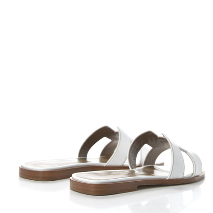 Hermes Box Calfskin Oran Sandals 35 White 4 of 9