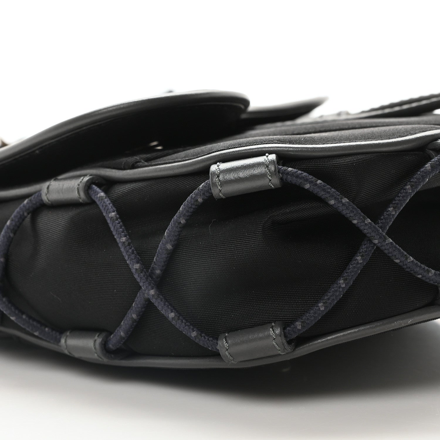 Christian Dior X SACAI Grained Calfskin Technical Fabric Mens Saddle Bag Black 9 of 10
