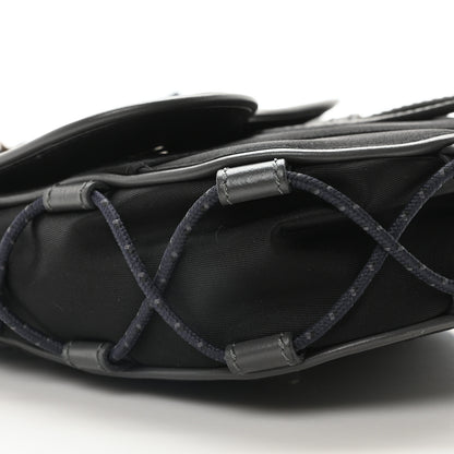 Christian Dior X SACAI Grained Calfskin Technical Fabric Mens Saddle Bag Black 9 of 10