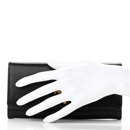 Prada Vitello Move Continental Flap Travel Wallet Black 2 of 9