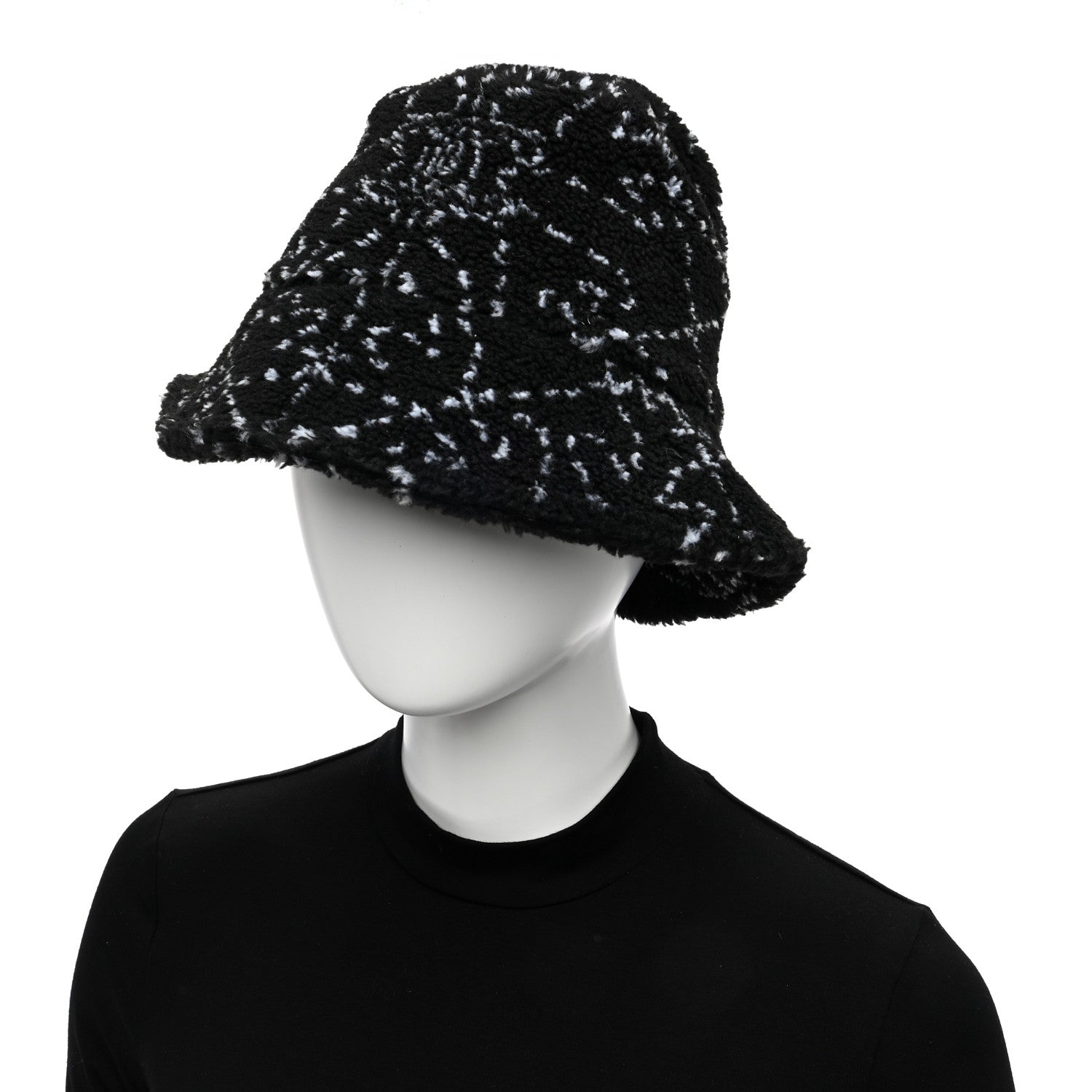 Chanel Faux Fur CC Bucket Hat M Black White 2 of 8