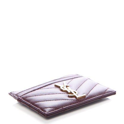 Saint Laurent Grain De Poudre Matelasse Chevron Monogram Credit Card Case Rouge Legion 4 of 7