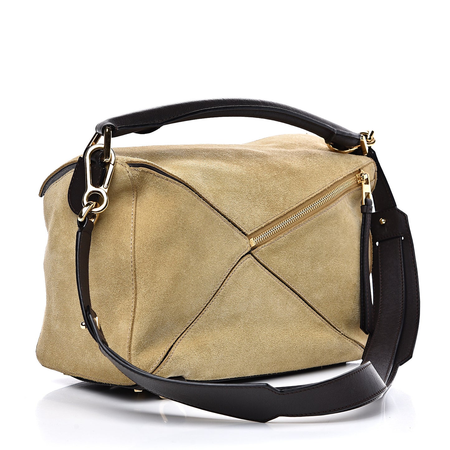 Suede Medium Puzzle Bag Gold