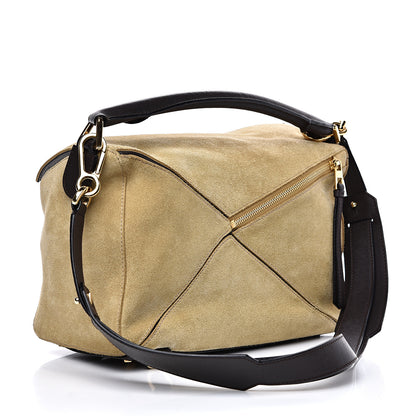 Loewe Suede Medium Puzzle Bag Gold 3 of 16