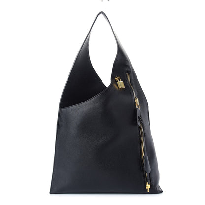 Tom Ford Pebbled Calfskin Alix Zip Hobo Dark Gray 1 of 9
