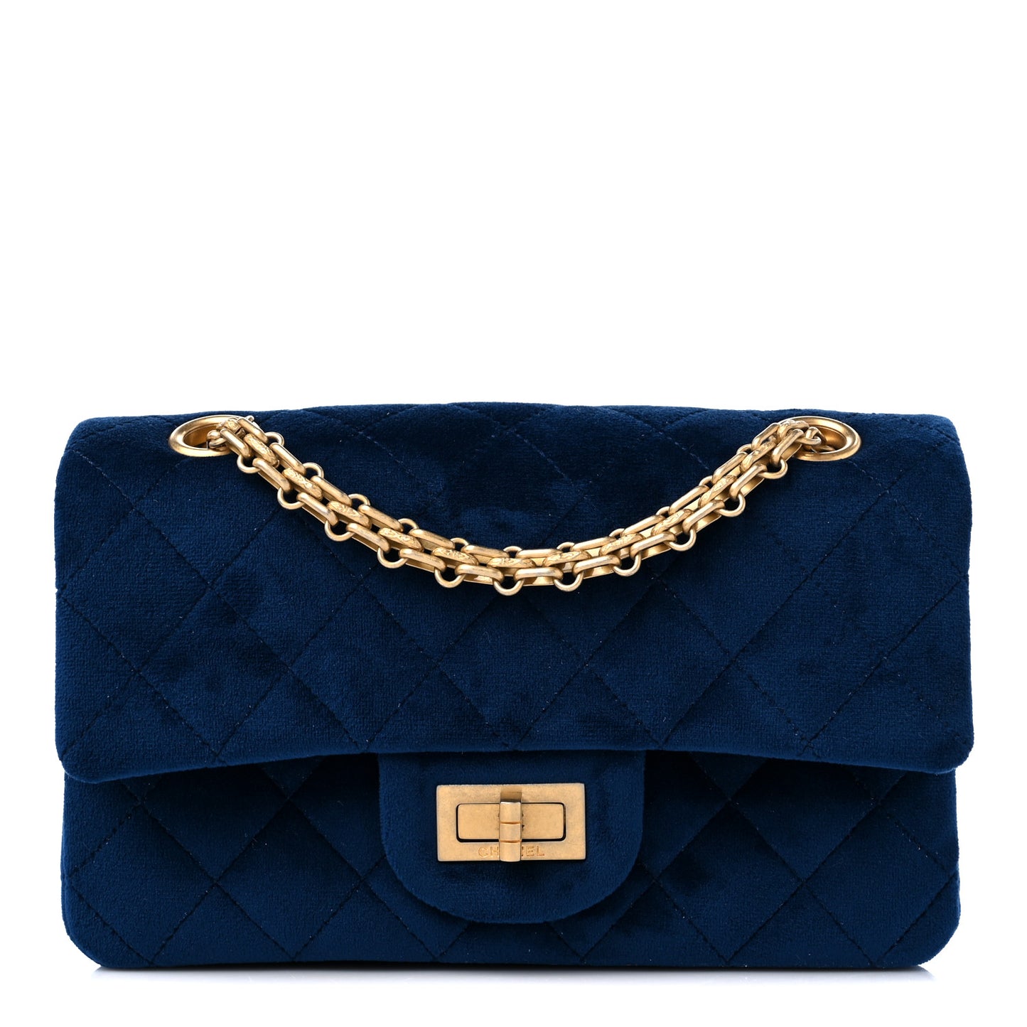 Velvet Quilted Mini 2.55 Reissue Flap Blue