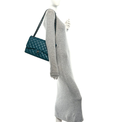 Chanel Lambskin Quilted Jumbo Double Flap Turquoise 2 of 10