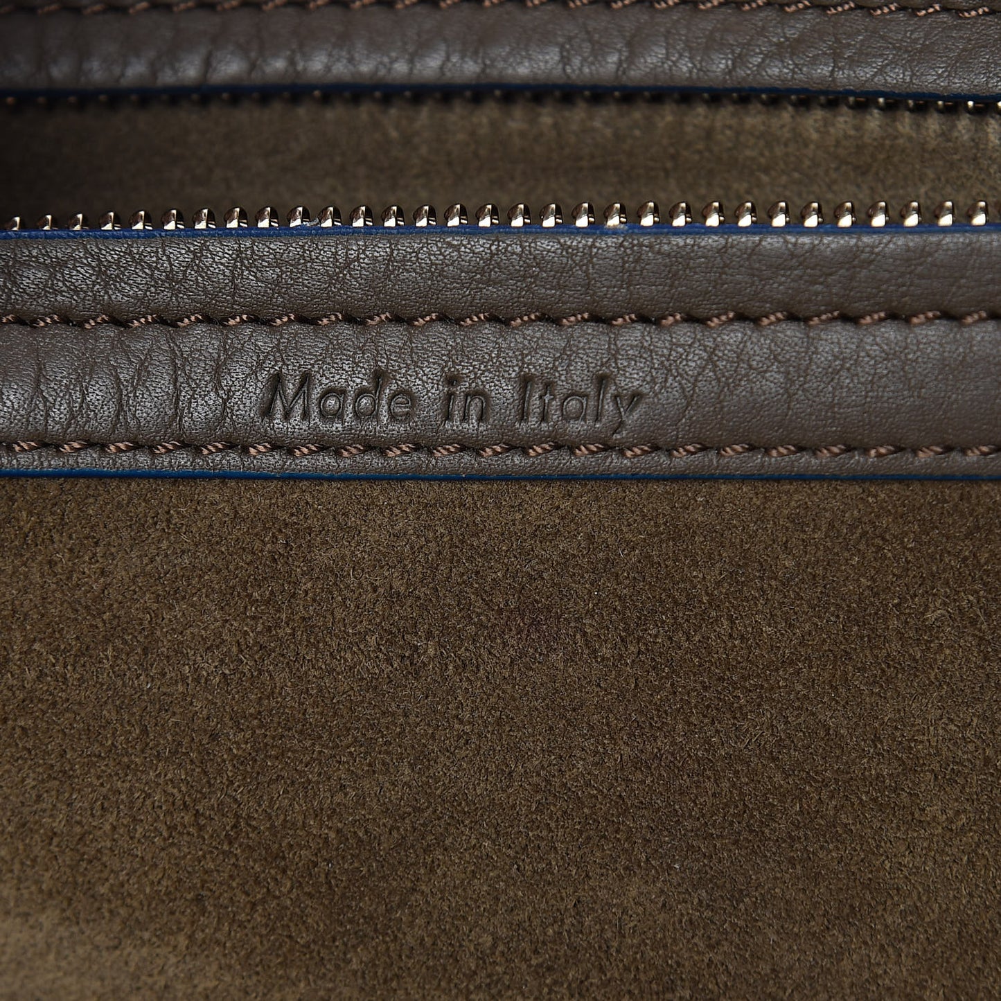 Supple Calfskin Medium Phantom Luggage Khaki Cobalt Trim