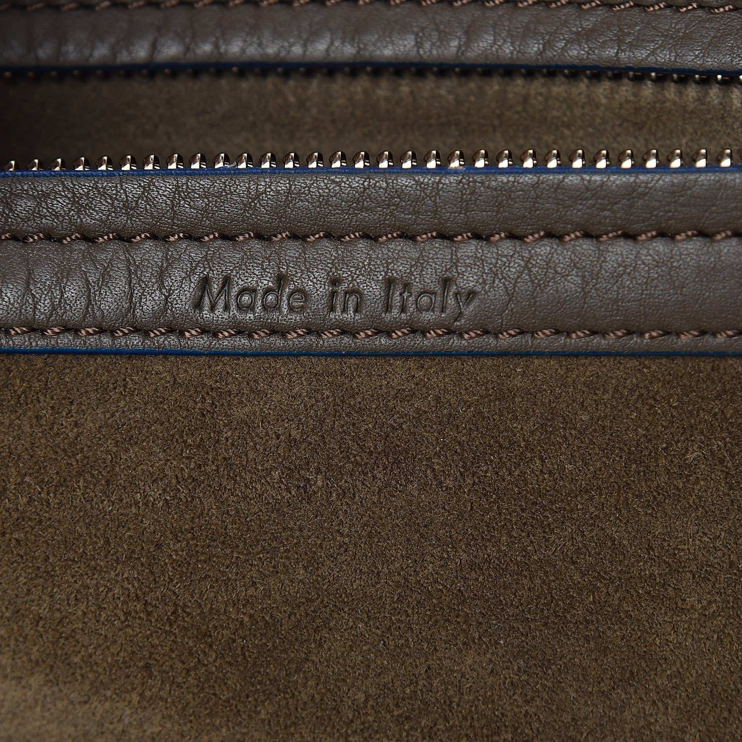 Celine Supple Calfskin Medium Phantom Luggage Khaki Cobalt Trim 6 of 9