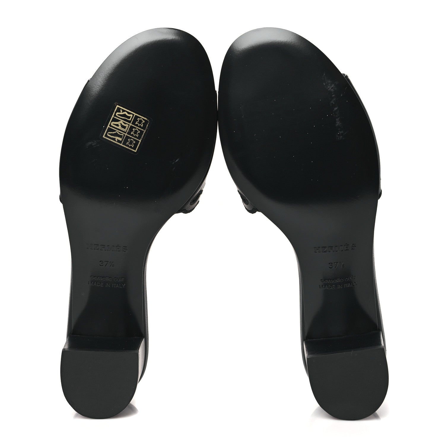 Hermes Lambskin Embroidered Gwladys Sandals 37.5 Black 5 of 9