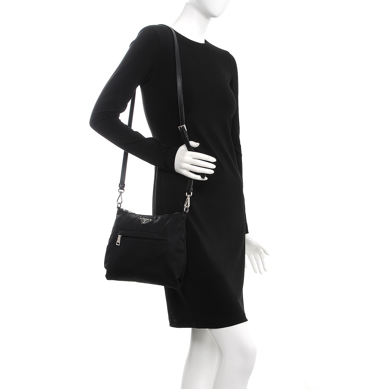 Prada Nylon Saffiano Flat Messenger Bag Black 2 of 13