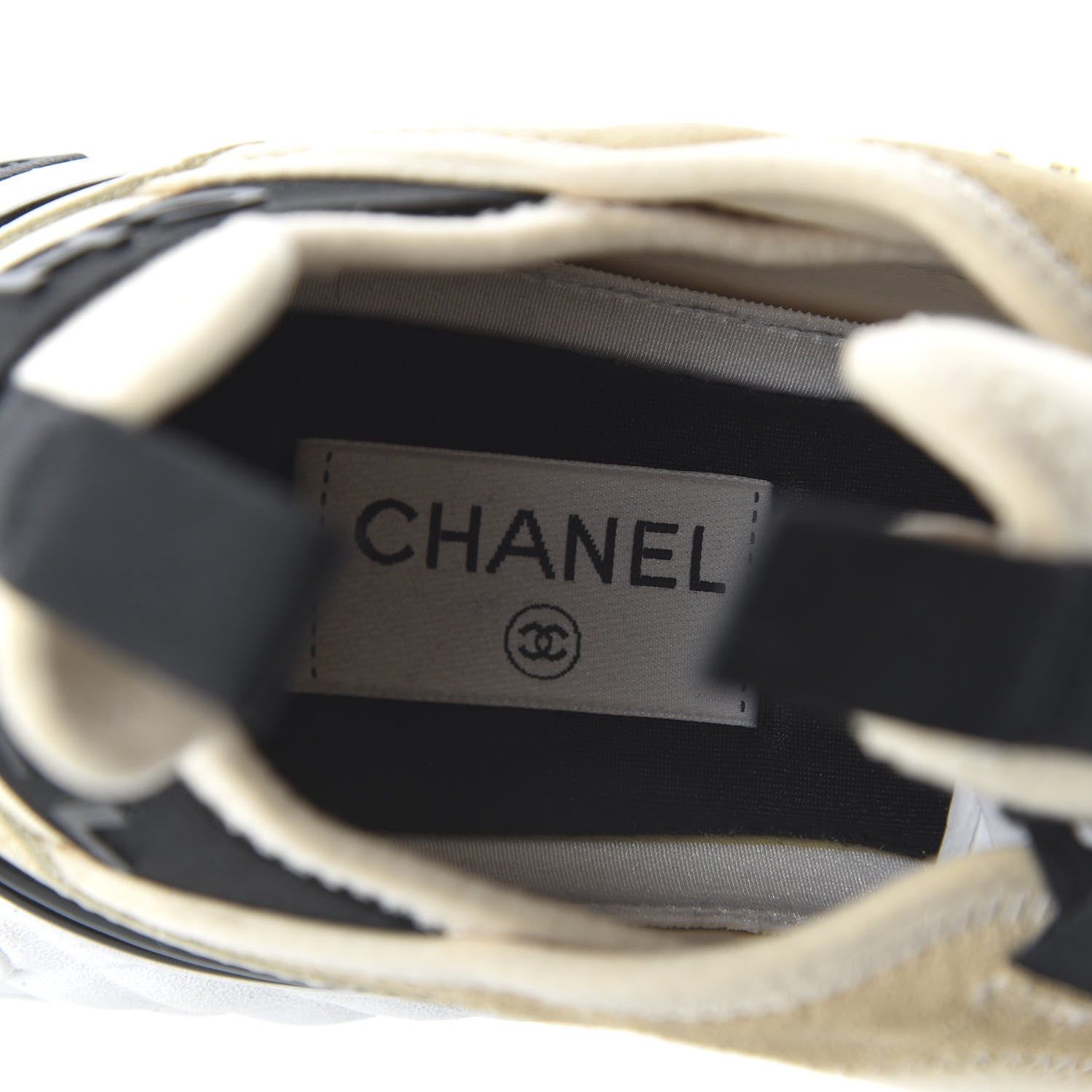 Chanel Velvet Calfskin Mixed Fibers CC Sneakers 39.5 Beige 8 of 9