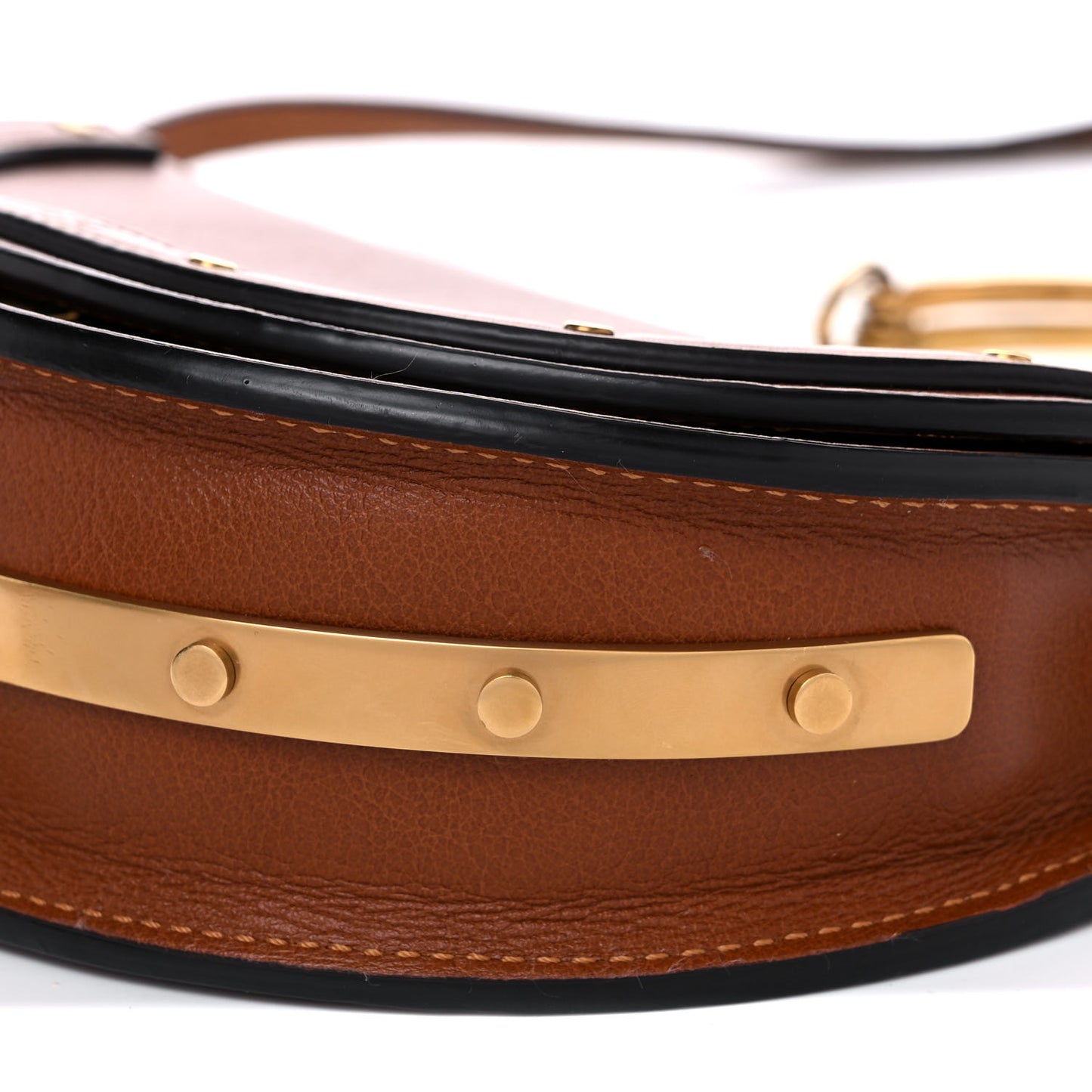 Calfskin Small Nile Bracelet Minaudiere Bag Caramel